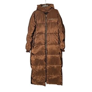 PrettyLittleThing Chocolate Hooded Puffer Jacket